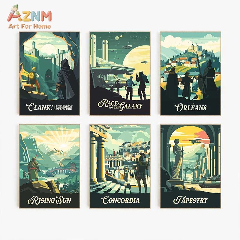 AZNM Retro Board Game Art Canv - Board Game Table ulasan dan harga