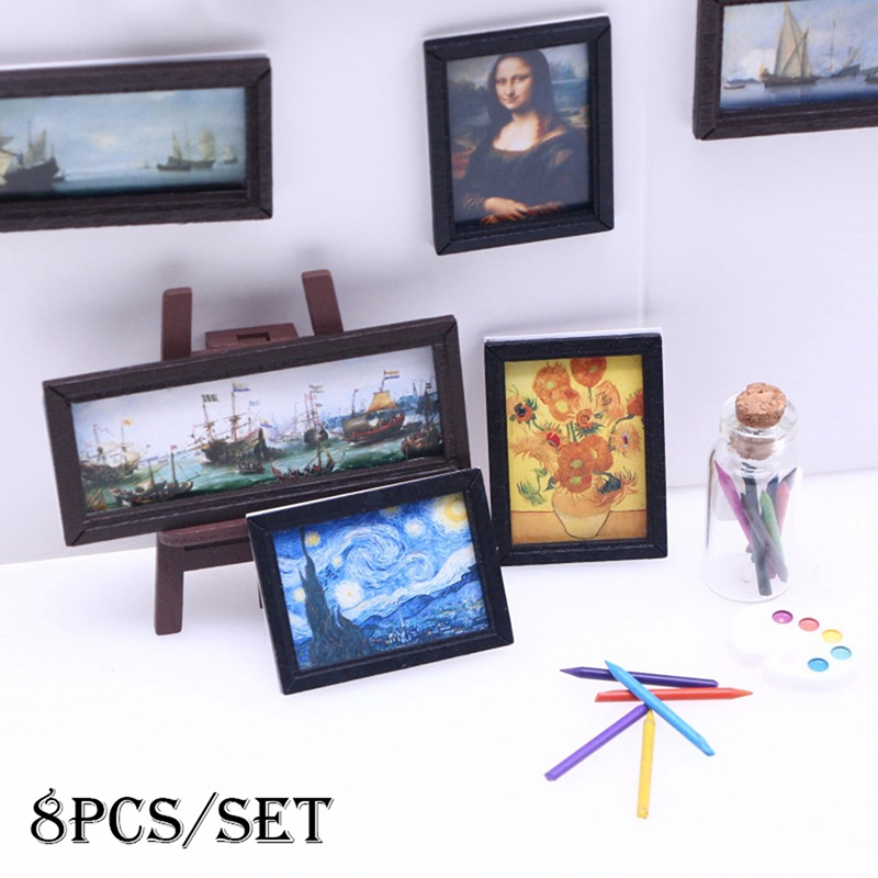 8 buah/set 1:12 rumah boneka m - Miniature Painting Set ulasan dan harga